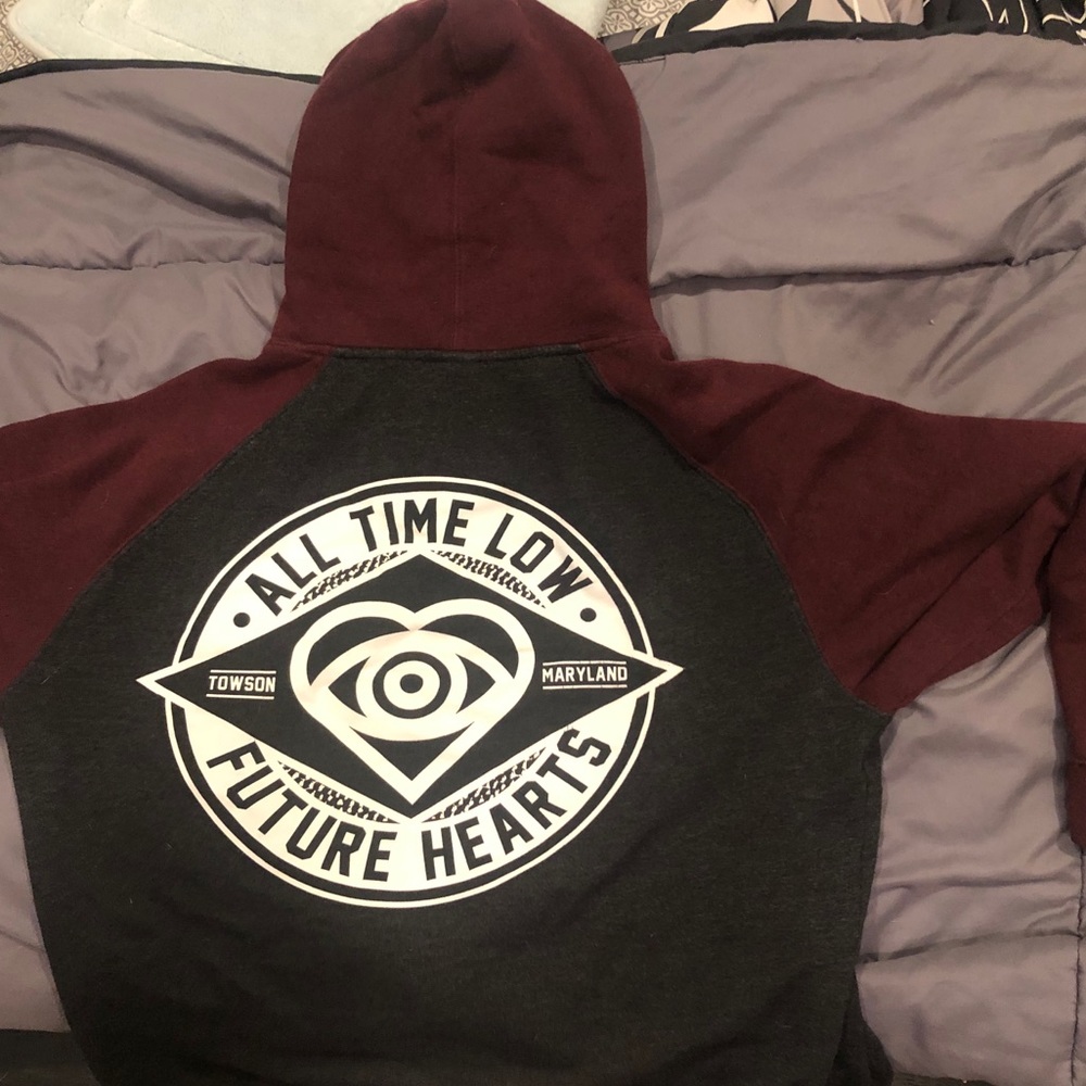 maroon & grey all time low hoodie